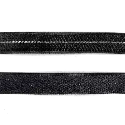 Резинка для бретелі чорна+срібло, 1 см