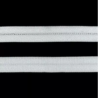Резинка для бретелі біла+срібло, 1 см