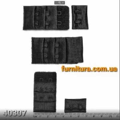 Застібка для білизни чорна, 2 ряди х 3 петлі