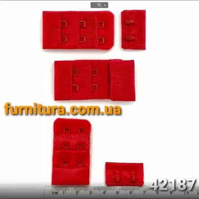 Застібка для білизни червона, 2 ряди х 3 петлі