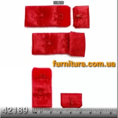 Застібка для білизни червона, 1 ряд х 2 петлі