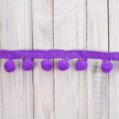 Стрічка з помпонами темно-бузкова, 2см