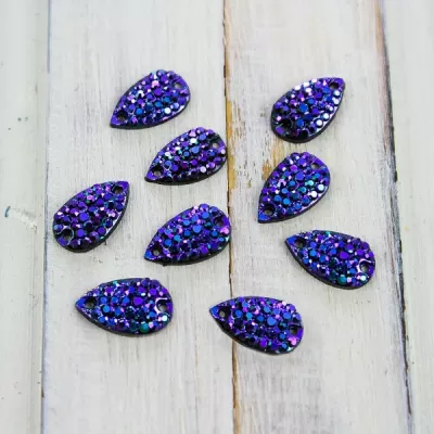 стразы овал фиолетовые, 10х7 мм