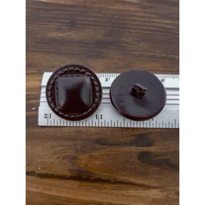 пуговица F L44/ножка, коричневая под кожу с прострочкой, уп.50 шт