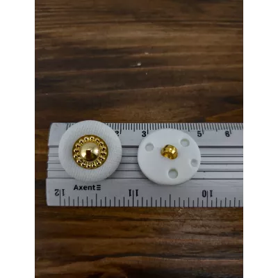 гудзик F L30/ніжка, комбінована біла+золото,уп.100 шт