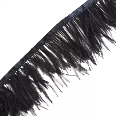 Бахрома страус черная на ленте