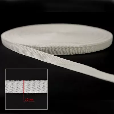 Тесьма х/б (киперная) сырьевая, 10мм 