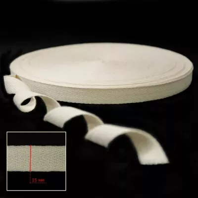 Тесьма х/б (киперная) сырьевая, 15мм 