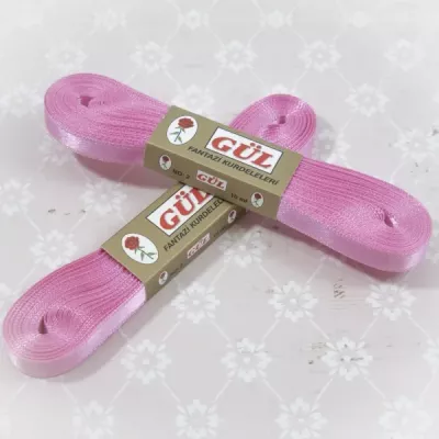 Лента атласная розовая, 1 см 