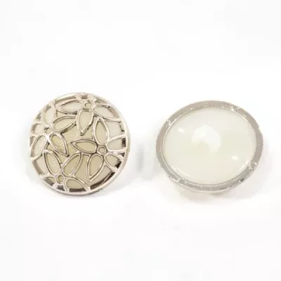 Гудзик білий + золото, 22 мм