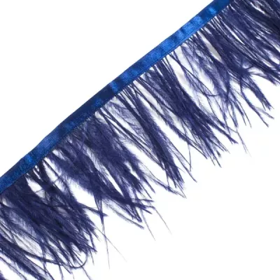 Бахрома страус синий на ленте