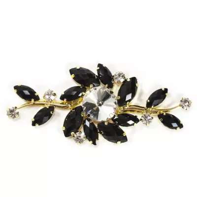 Декор фрагмент золотая основа+черные стразы