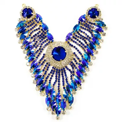 Декор фрагмент золотая основа+ синие стразы