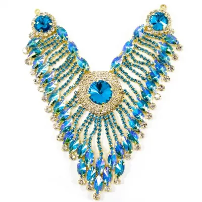 Декор фрагмент золотая основа+ голубые стразы