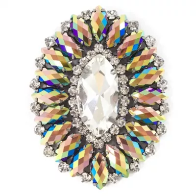 Декор фрагмент серебряная основа+ черные стразы