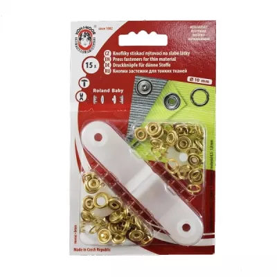 Кнопка свингер золота+інструмент для встановлення, 10 мм