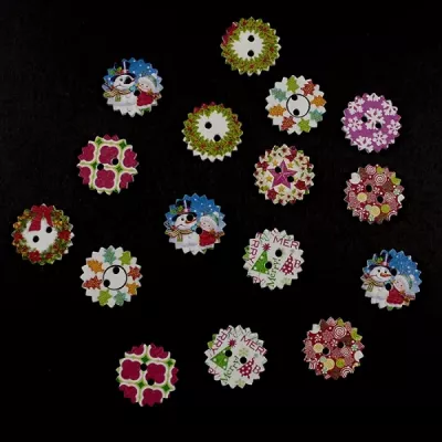 Пуговица деревянная новогодняя