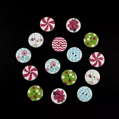 Пуговица деревянная новогодняя