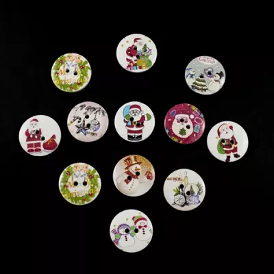 Пуговица деревянная новогодняя