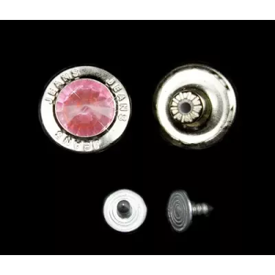 Пуговица джинсовая,17мм  на ножке с большим камнем.