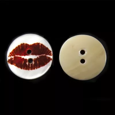 Гудзик черепашка біла+червона, 24 мм