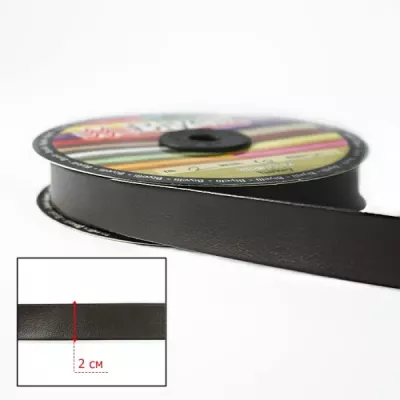 Косая бейка из кожзама коричневая, 2 см