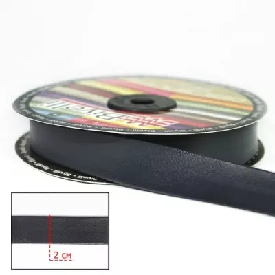 Косая бейка из кожзама тёмно-синяя, 2 см