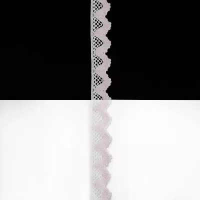 Кружево кроше белое с розовим, 2 см