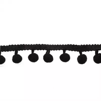 Лента с помпонами черная, 2 см