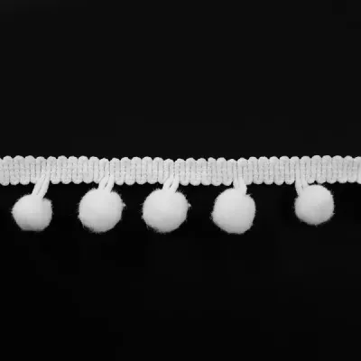 Лента с помпонами белая, 2 см