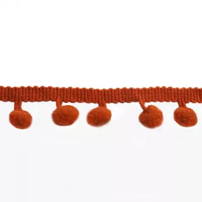 Лента с помпонами рыжая, 2 см