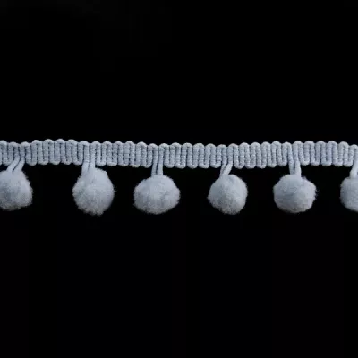 Лента с помпонами серая, 2 см