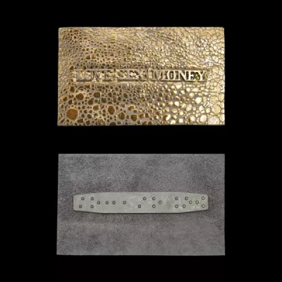 Бірка "Love Sex Money" екокожа, золото