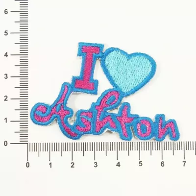 Аппликация пришивная синяя I Love Ashton  