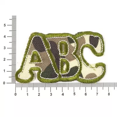 Аппликация пришивная буквы АВС зеленые 