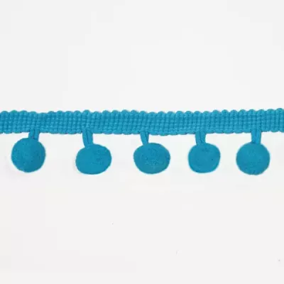 Лента с помпонами лазурно-голубая  