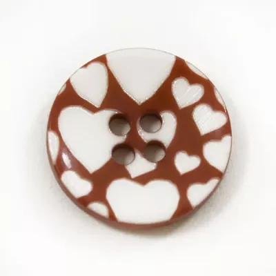 Пуговица красно-белые сердечки, 20 мм