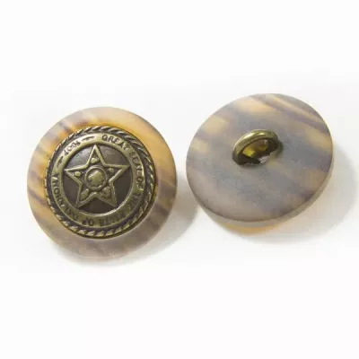 Пуговица коричнево-латунная, 22 мм 