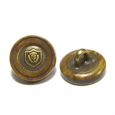 Ґудзик коричнево-латунний, 14 мм