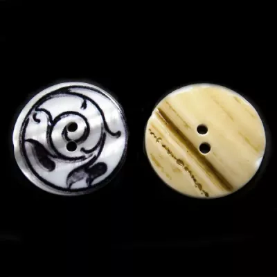 Гудзик черепашка біла+чорна, 28 мм