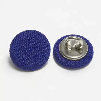 Гудзик І пластиковий, обтягнутий тканиною, в'язка, D 10 мм, синій, уп 50 шт.