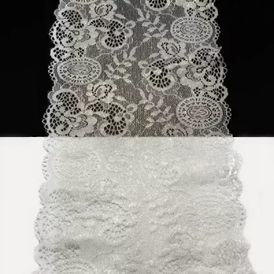 Мереживо Італія арт. 56 біле з металевим напиленням, шир. 18 см, боб 10 м.